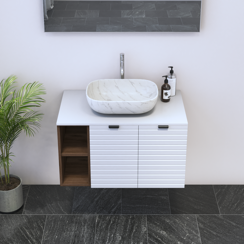 Capri 2D 60 Floating Bathroom Vanity with Shelf - Meble Furniture