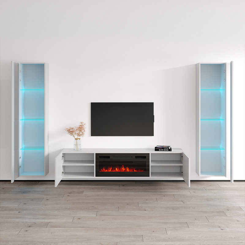 Cali BL-EF Floating Fireplace Entertainment Center - Meble Furniture
