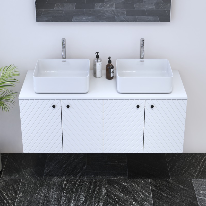 Avela 4D 120 Double Sink Floating Bathroom Vanity - Meble Furniture