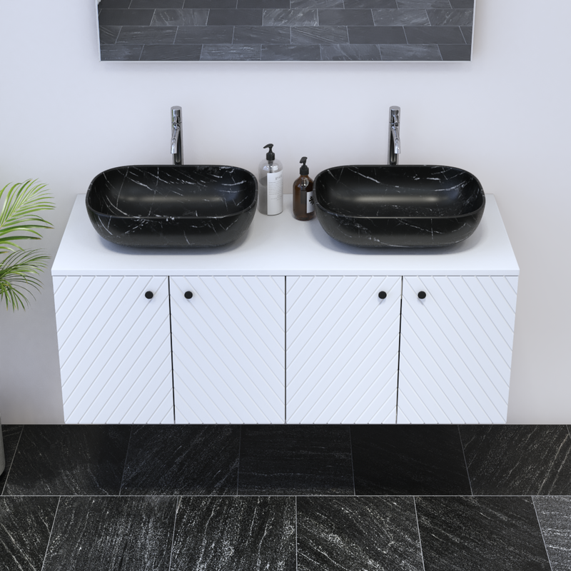 Avela 4D 120 Double Sink Floating Bathroom Vanity - Meble Furniture