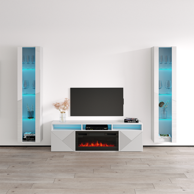 Giza BL-EF Floating Fireplace Entertainment Center - Meble Furniture