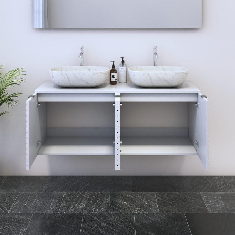 Capri 4D 120 Double Sink Floating Bathroom Vanity - Meble Furniture