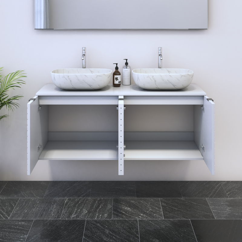 Capri 4D 120 Double Sink Floating Bathroom Vanity - Meble Furniture