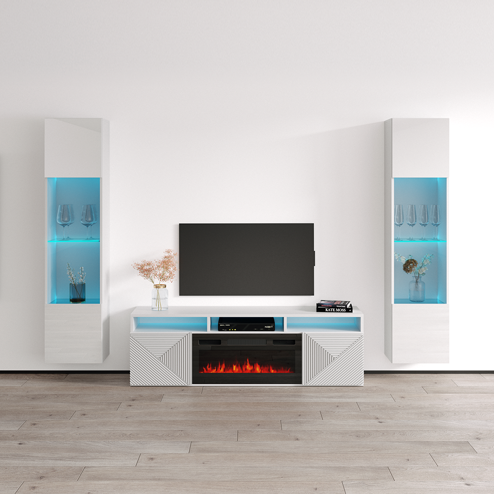 Giza BL-EF Floating Fireplace Entertainment Center - Meble Furniture