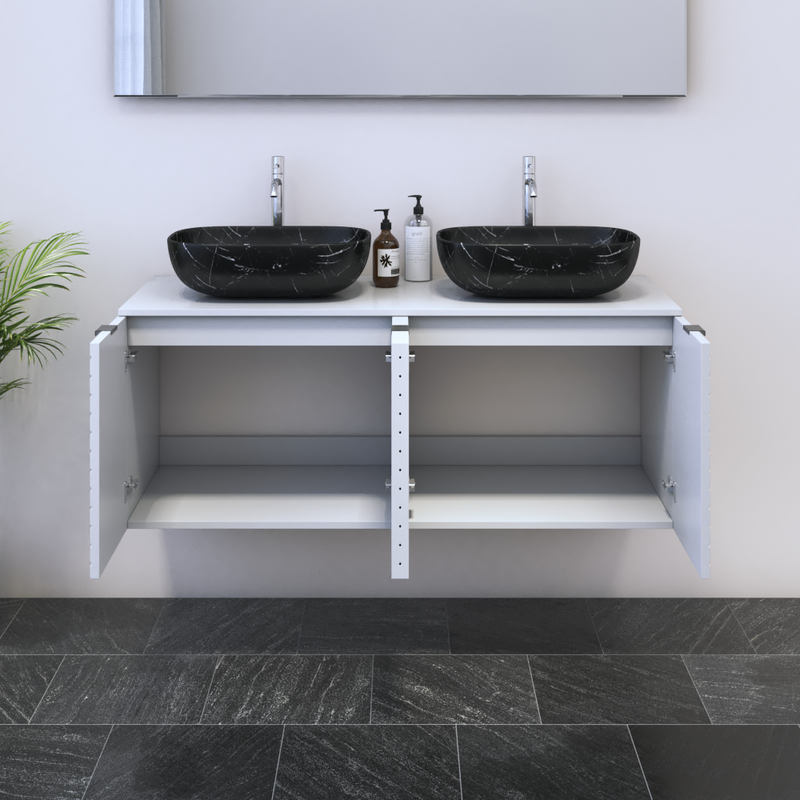 Capri 4D 120 Double Sink Floating Bathroom Vanity - Meble Furniture