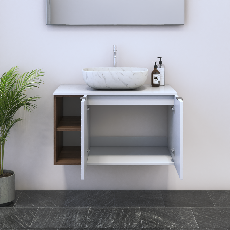 Capri 2D 60 Floating Bathroom Vanity with Shelf - Meble Furniture
