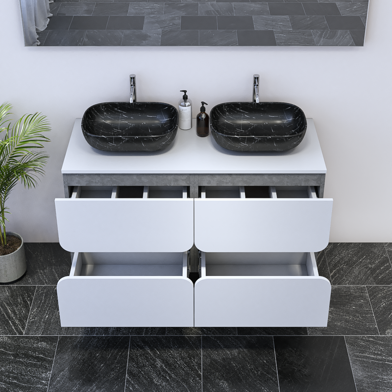 Azurro 4S 120 Double Sink Floating Bathroom Vanity - Meble Furniture