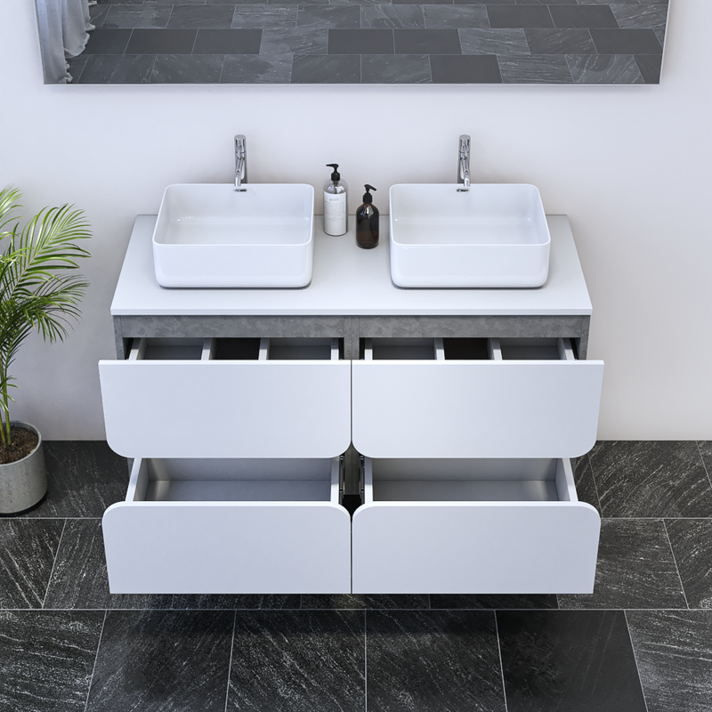 Azurro 4S 120 Double Sink Floating Bathroom Vanity - Meble Furniture