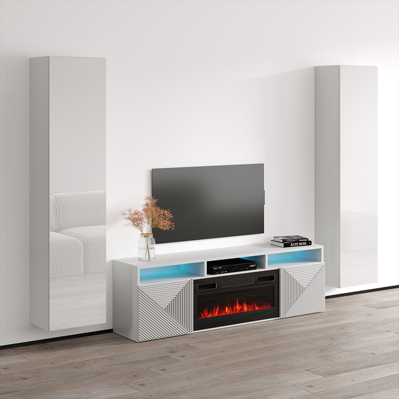 Giza BL-EF Floating Fireplace Entertainment Center - Meble Furniture