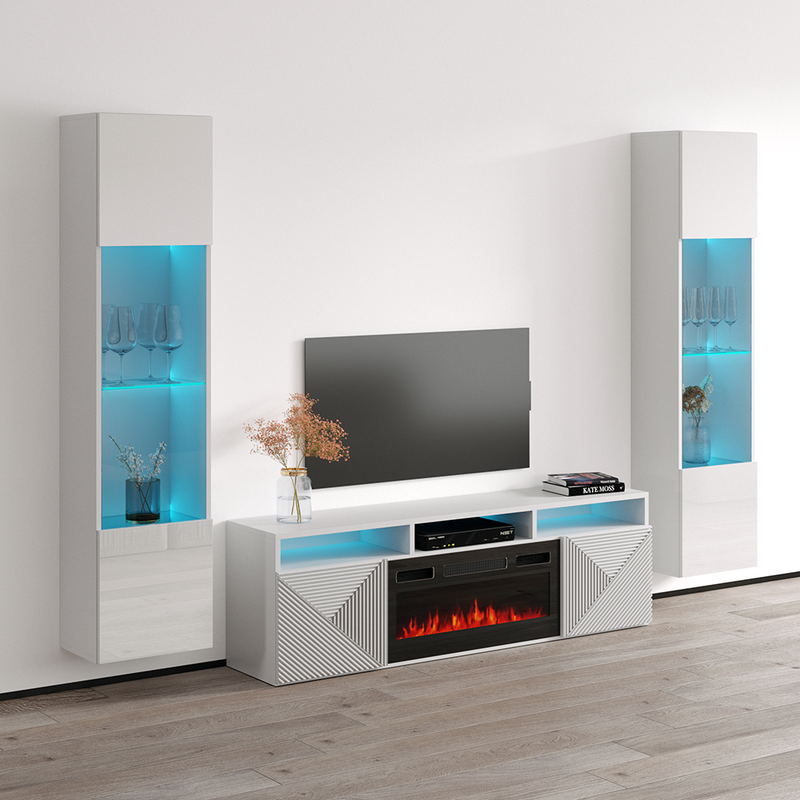 Giza BL-EF Floating Fireplace Entertainment Center - Meble Furniture