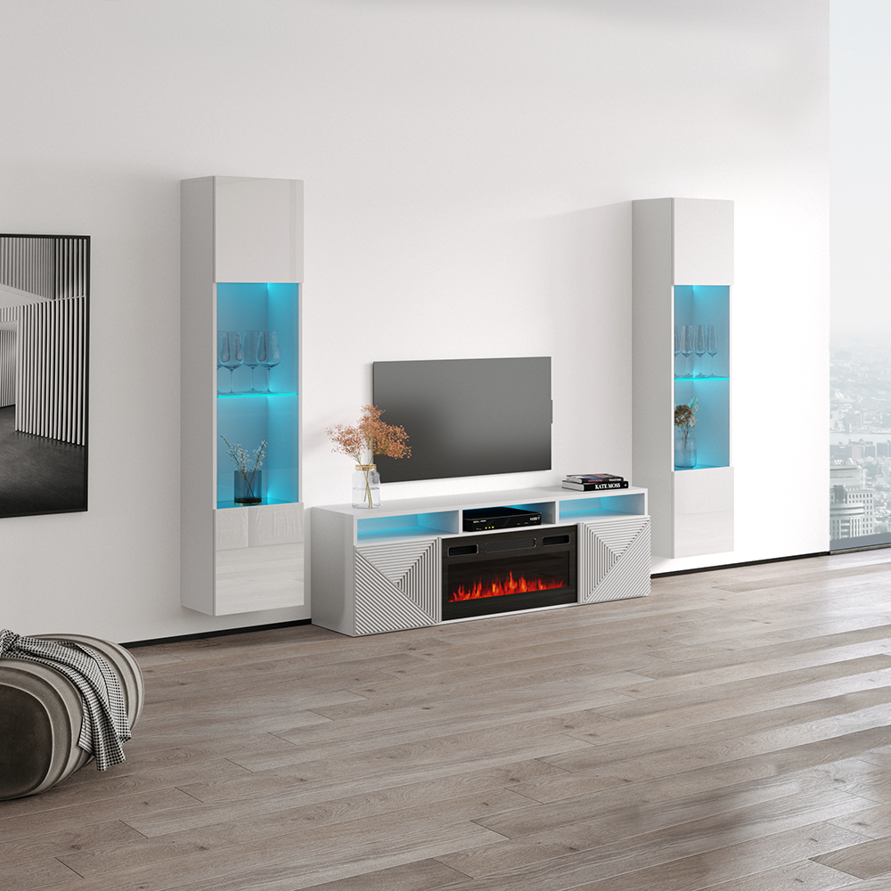 Giza BL-EF Floating Fireplace Entertainment Center - Meble Furniture