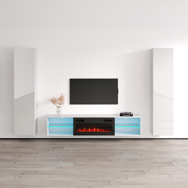 Lima BL-EF Floating Fireplace Entertainment Center - Meble Furniture