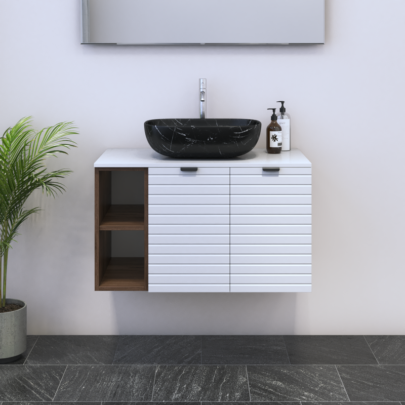 Capri 2D 60 Floating Bathroom Vanity with Shelf - Meble Furniture
