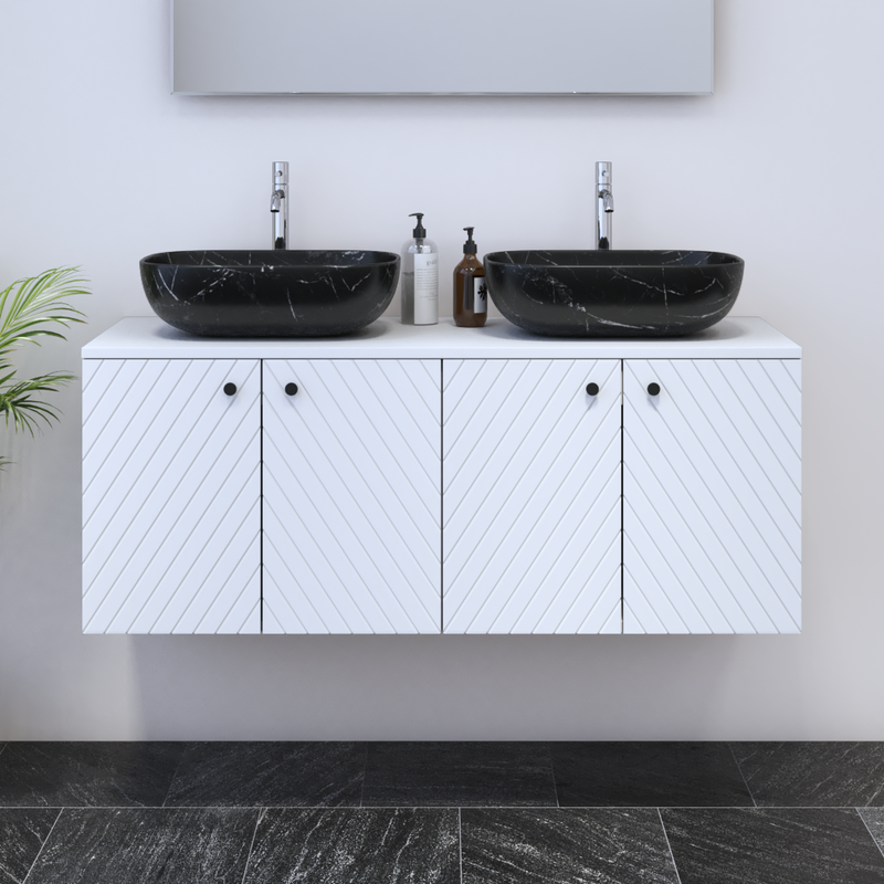 Avela 4D 120 Double Sink Floating Bathroom Vanity - Meble Furniture