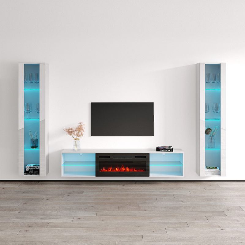 Lima BL-EF Floating Fireplace Entertainment Center - Meble Furniture
