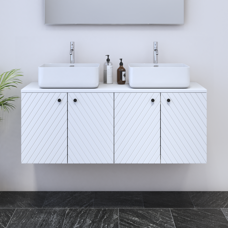 Avela 4D 120 Double Sink Floating Bathroom Vanity - Meble Furniture