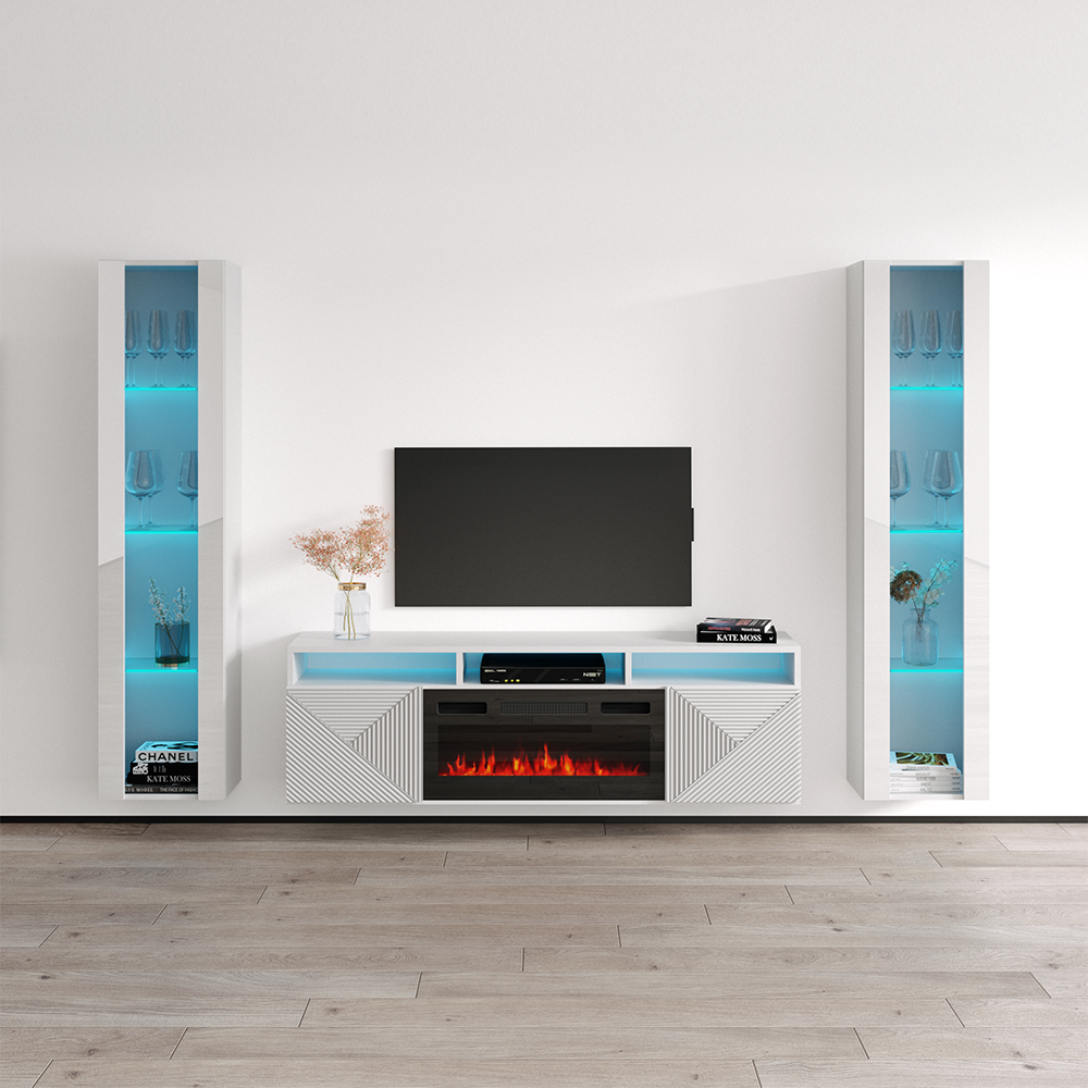 Giza BL-EF Floating Fireplace Entertainment Center - Meble Furniture