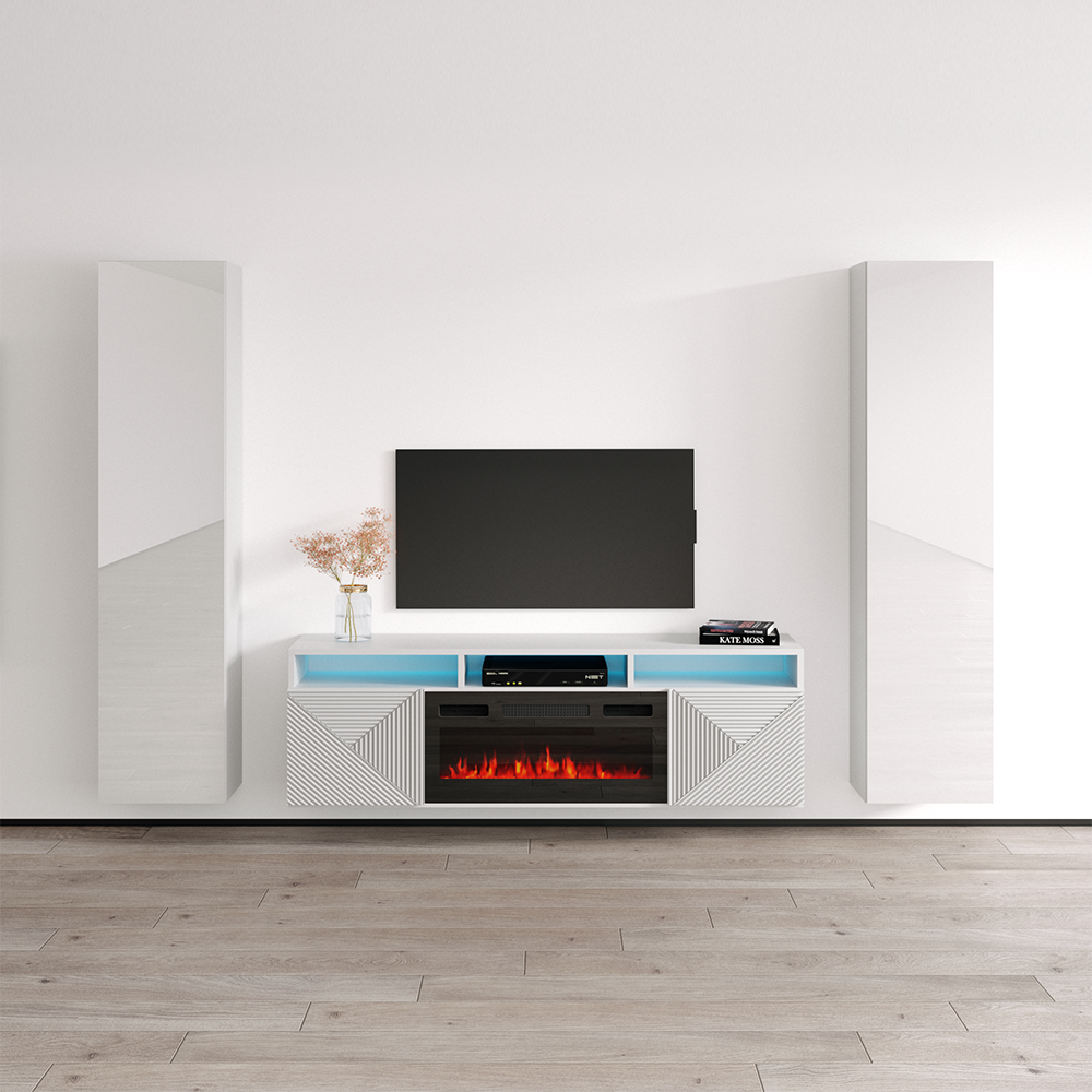 Giza BL-EF Floating Fireplace Entertainment Center - Meble Furniture