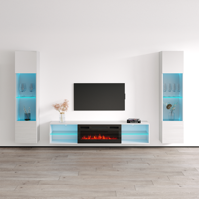Lima BL-EF Floating Fireplace Entertainment Center - Meble Furniture