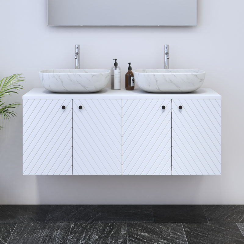 Avela 4D 120 Double Sink Floating Bathroom Vanity - Meble Furniture
