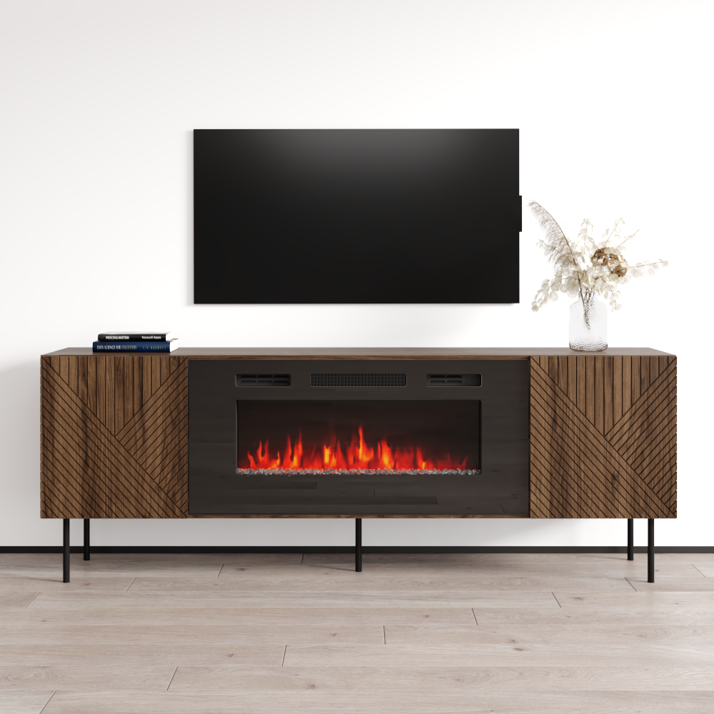 Calie tv stand with hot sale electric fireplace included
