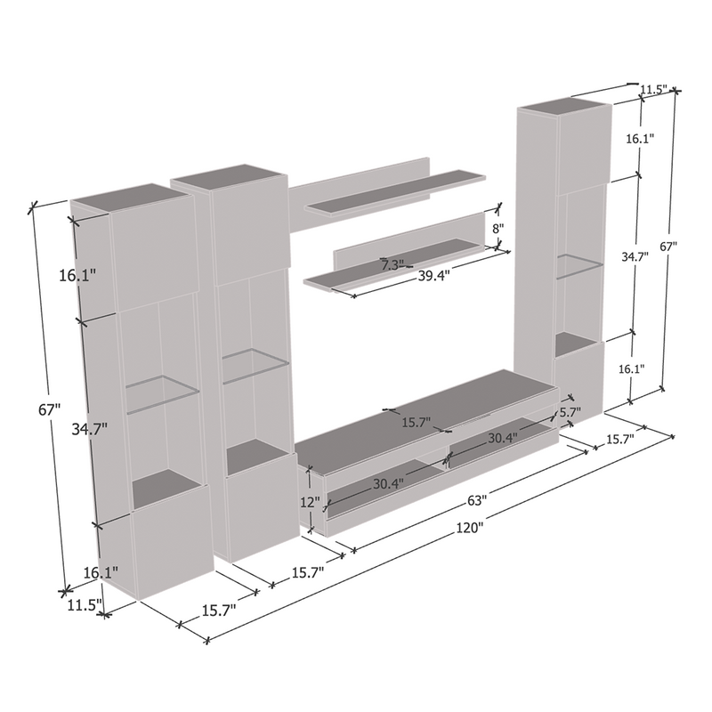 Fly C 34TV Floating Entertainment Center - Meble Furniture