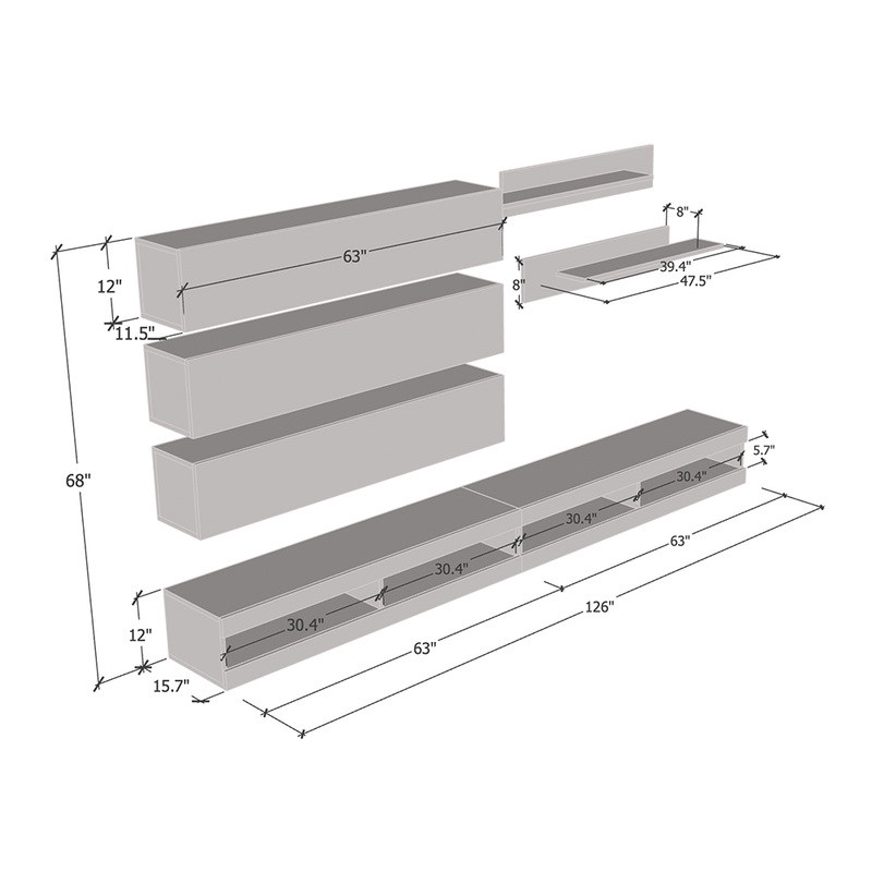 Fly J 34TV Floating Entertainment Center - Meble Furniture