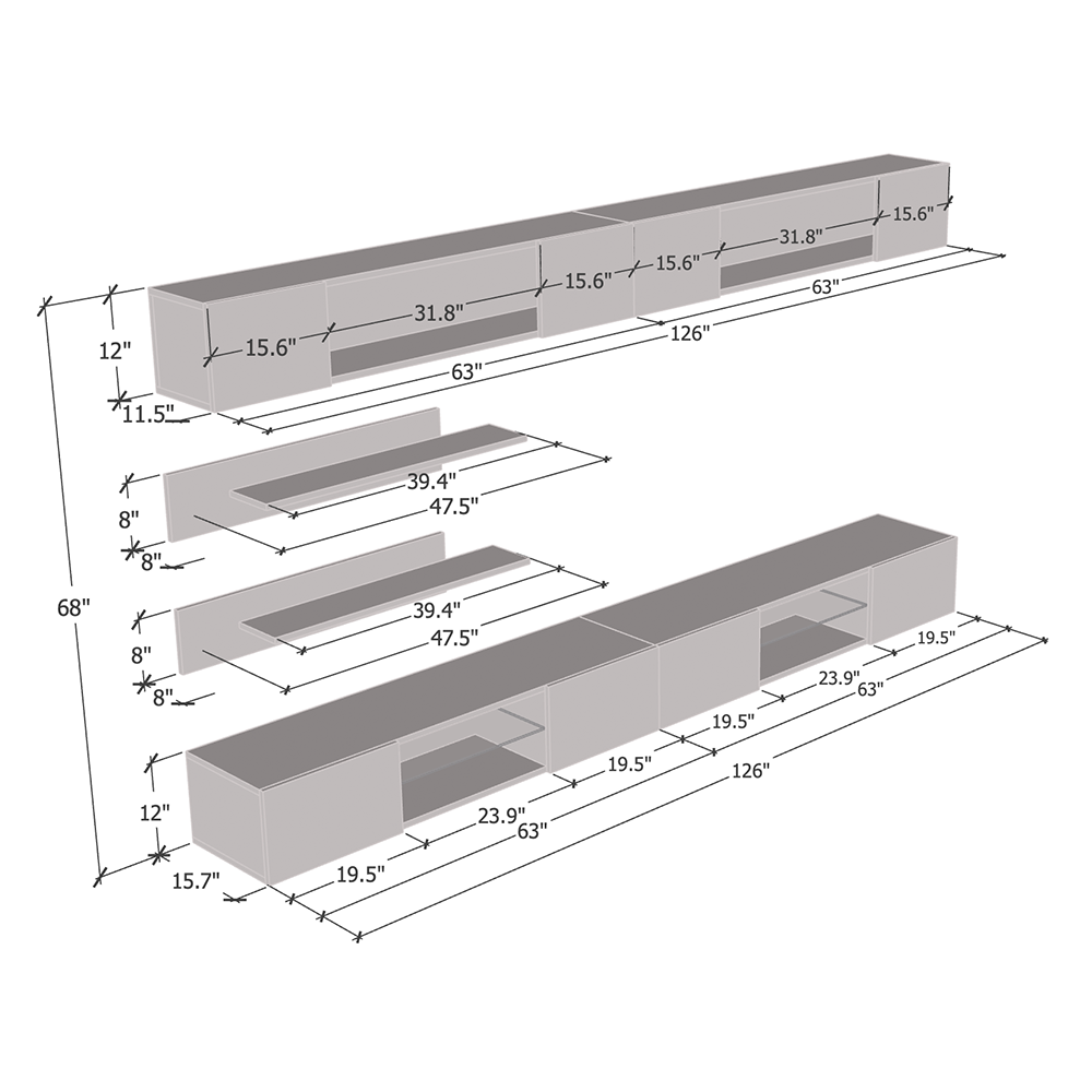 Fly I 33TV Floating Entertainment Center - Meble Furniture