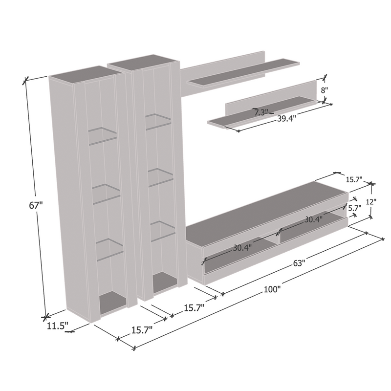 Fly A 34TV Floating Entertainment Center - Meble Furniture
