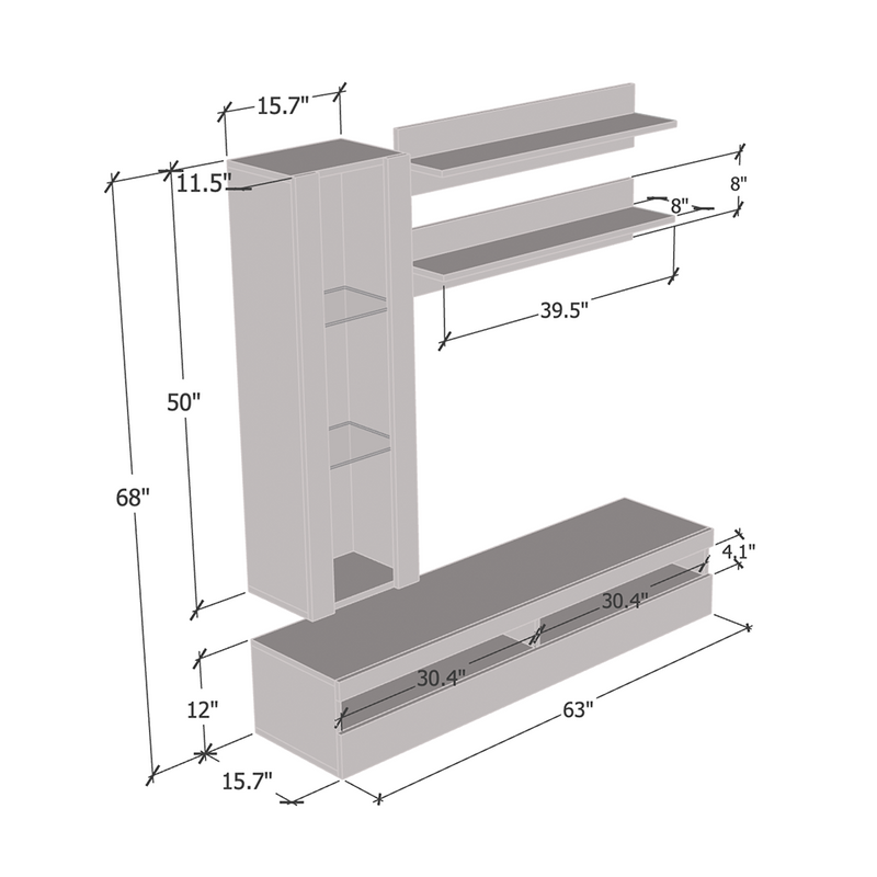 Fly H 35TV Floating Entertainment Center - Meble Furniture