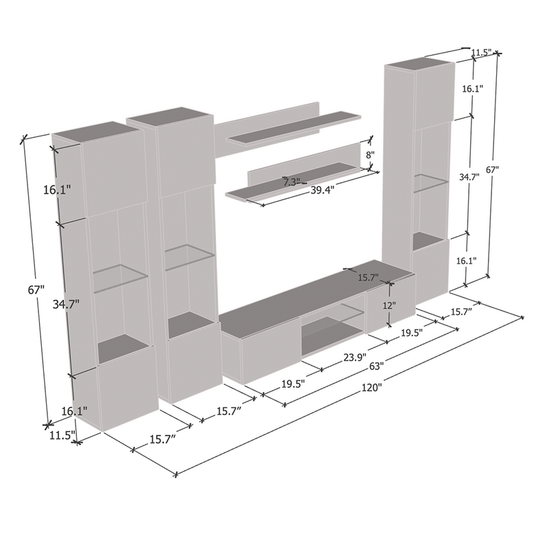Fly C 33TV Floating Entertainment Center - Meble Furniture