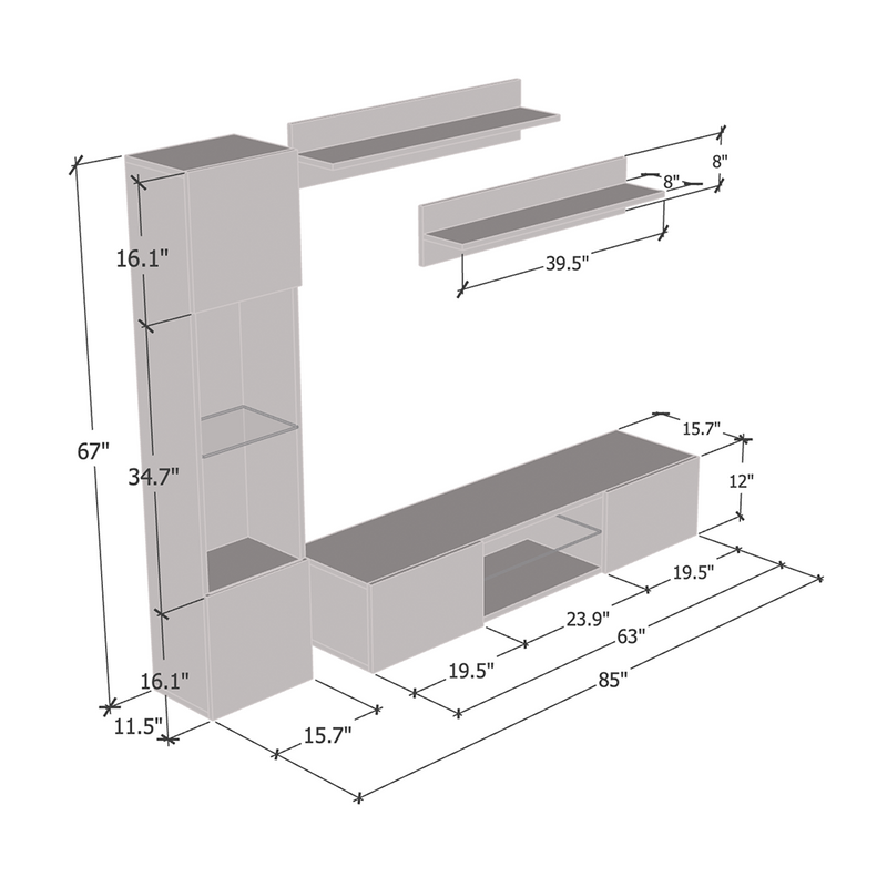 Fly G 33TV Floating Entertainment Center - Meble Furniture