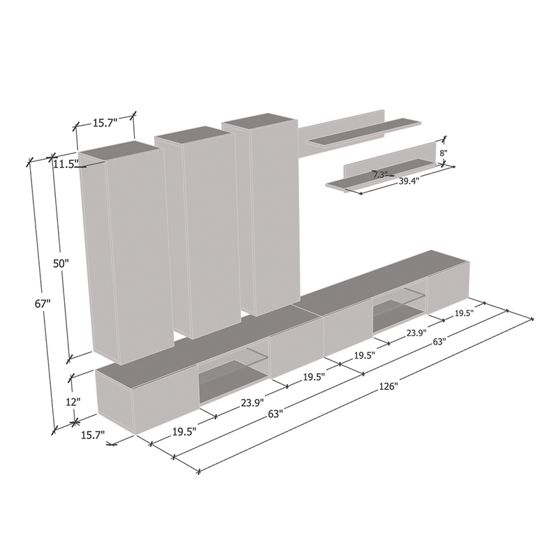 Fly E 33TV Floating Entertainment Center - Meble Furniture