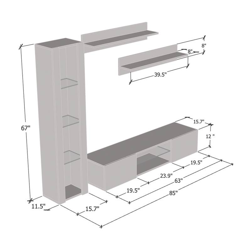 Fly G 33TV Floating Entertainment Center - Meble Furniture