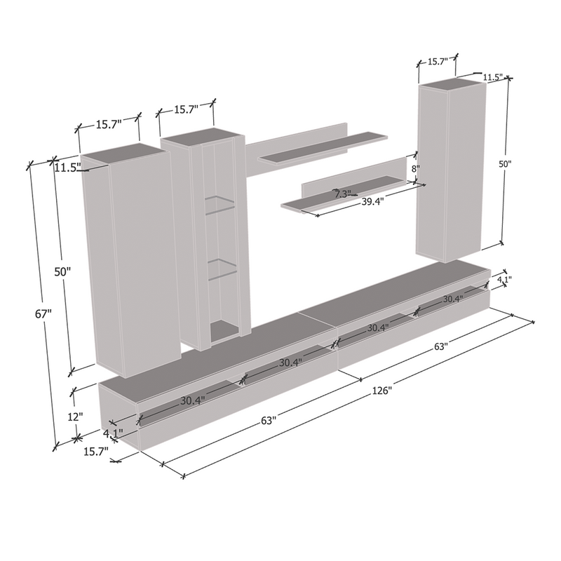 Fly E 35TV Floating Entertainment Center - Meble Furniture