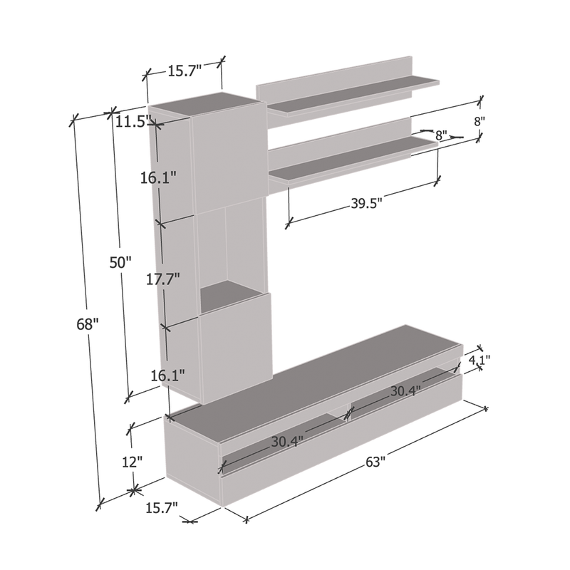Fly H 35TV Floating Entertainment Center - Meble Furniture