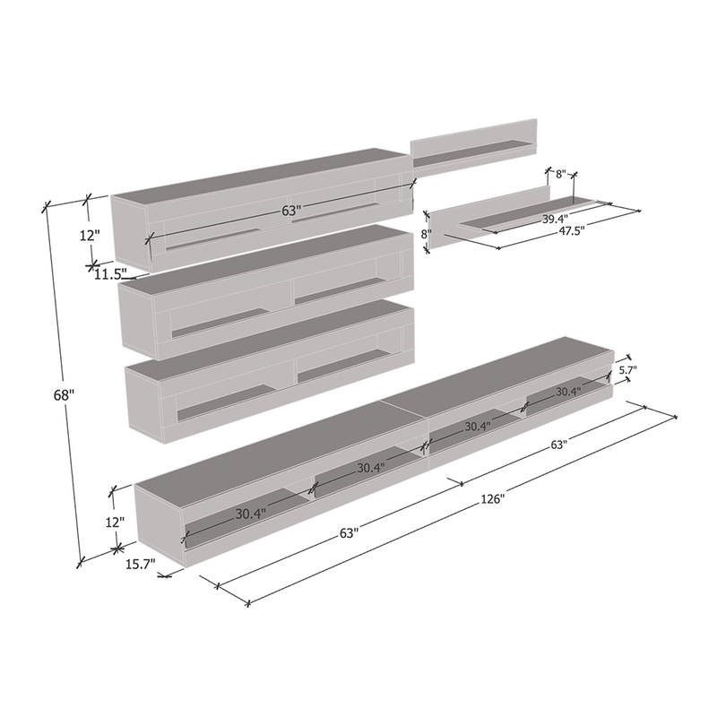 Fly J 34TV Floating Entertainment Center - Meble Furniture