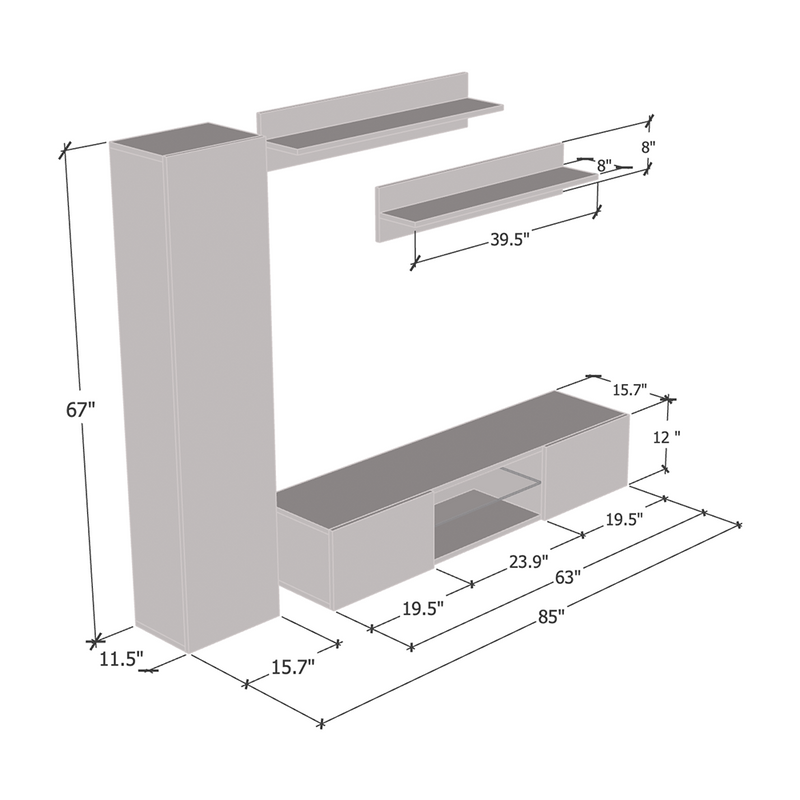 Fly G 33TV Floating Entertainment Center - Meble Furniture