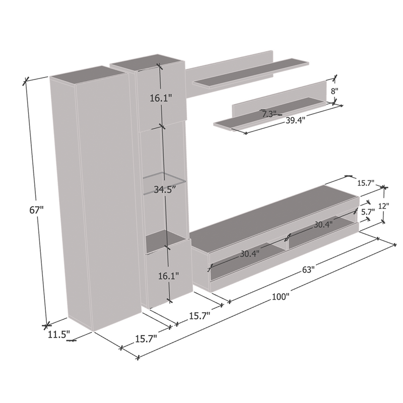 Fly A 34TV Floating Entertainment Center - Meble Furniture