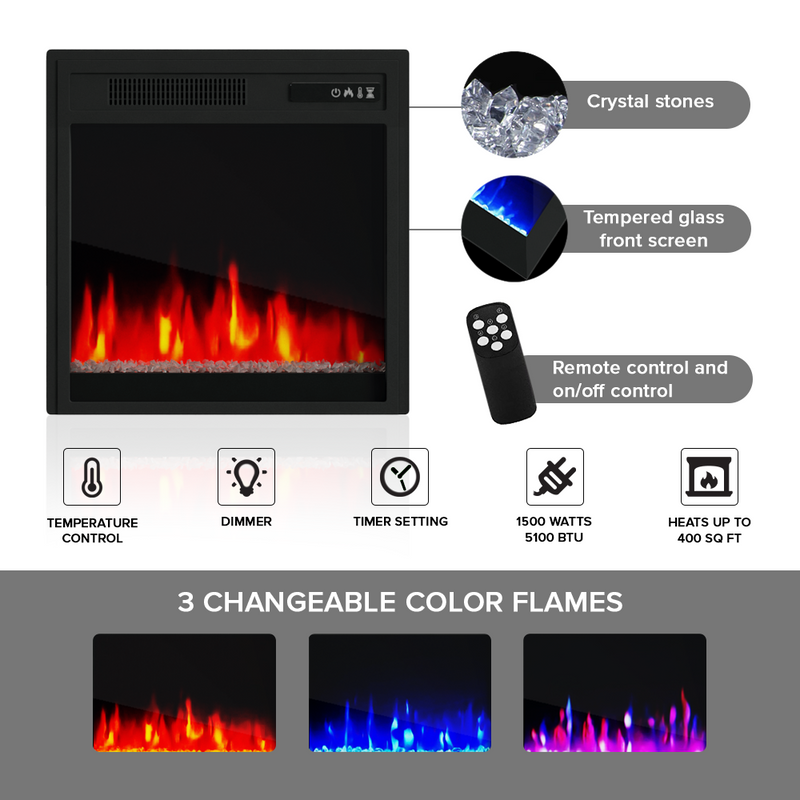 20" Electric Fireplace Heater - Meble Furniture