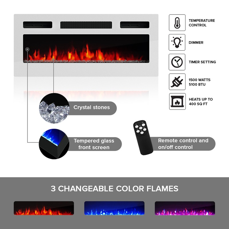 Laser WH-EF Floating Fireplace TV Stand - Meble Furniture