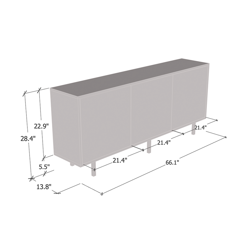 Apollo 3D Sideboard dimensions diagram