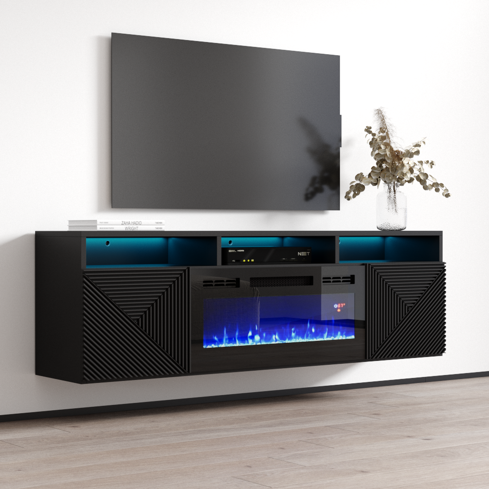 Giza BL-EF Floating Fireplace TV Stand - Meble Furniture