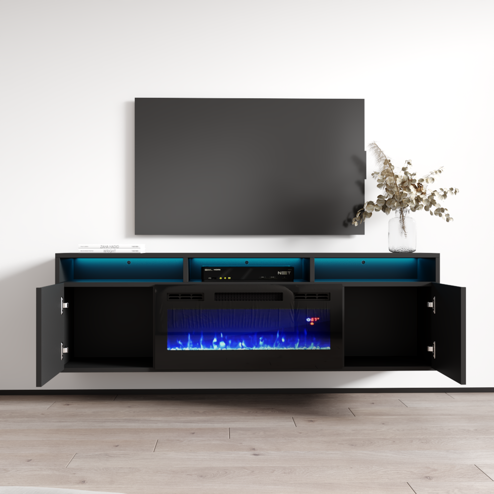 Giza BL-EF Floating Fireplace TV Stand - Meble Furniture