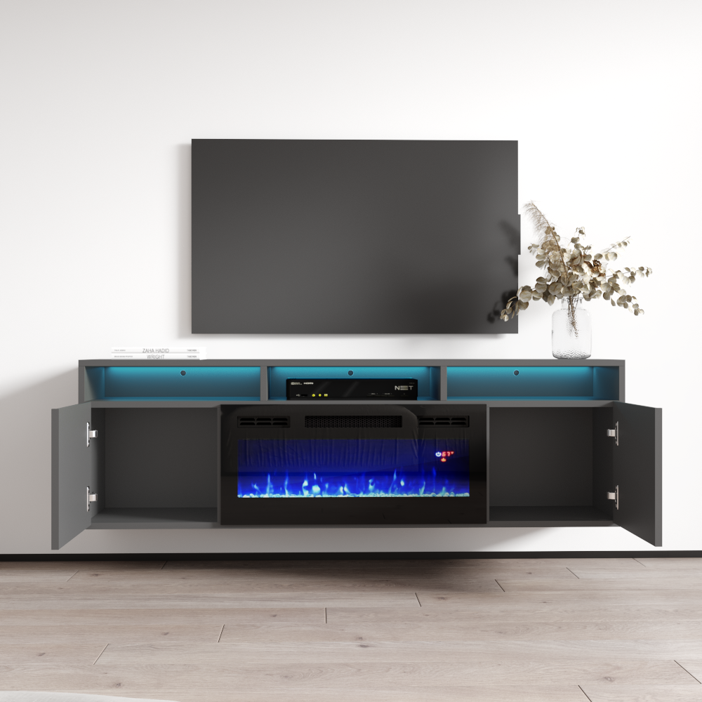 Giza BL-EF Floating Fireplace TV Stand - Meble Furniture