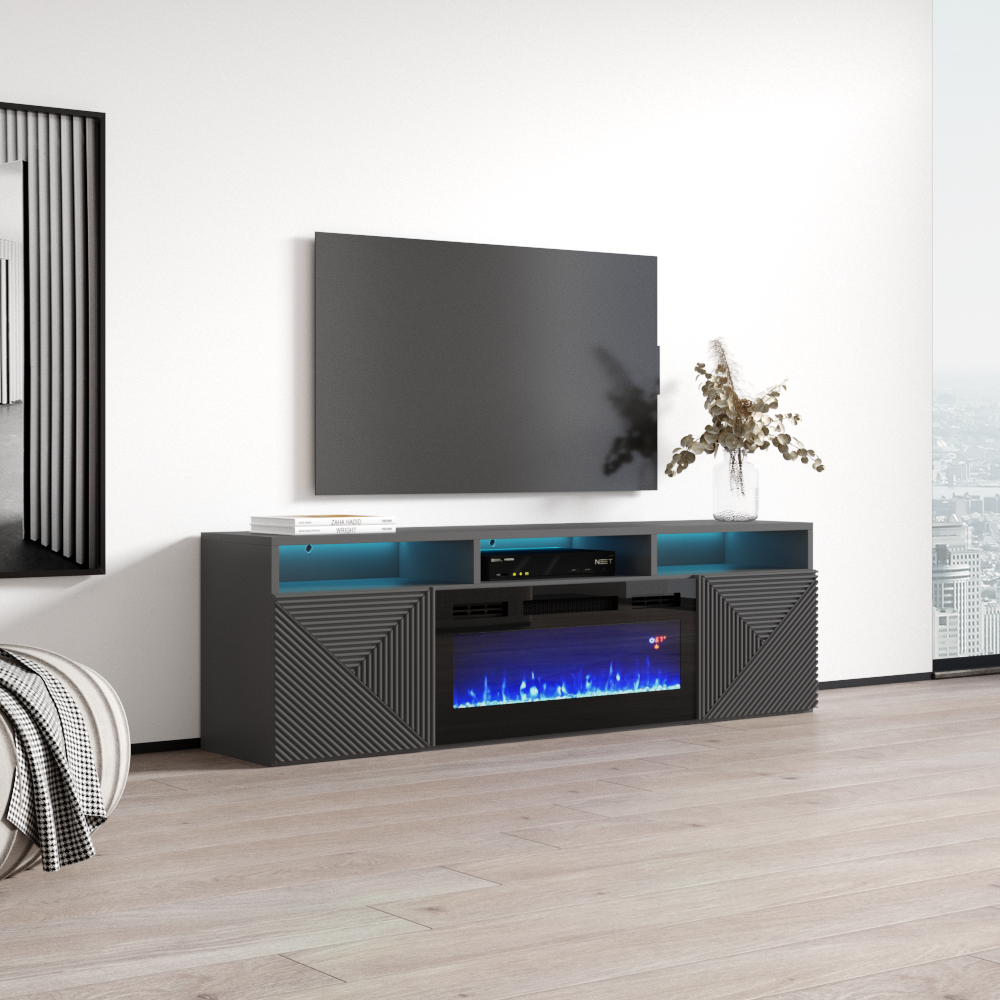 Giza BL-EF Floating Fireplace TV Stand - Meble Furniture