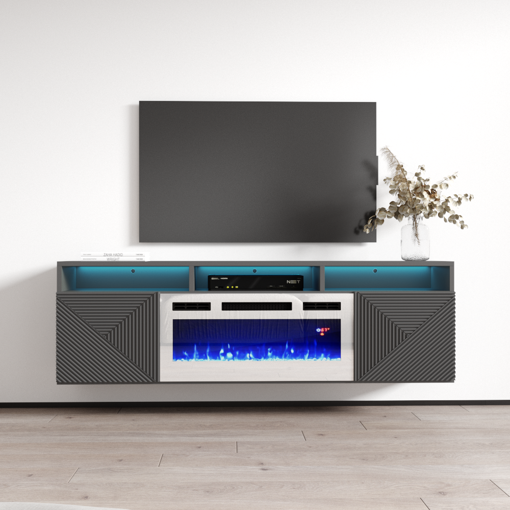 Giza WH-EF Floating Fireplace TV Stand - Meble Furniture