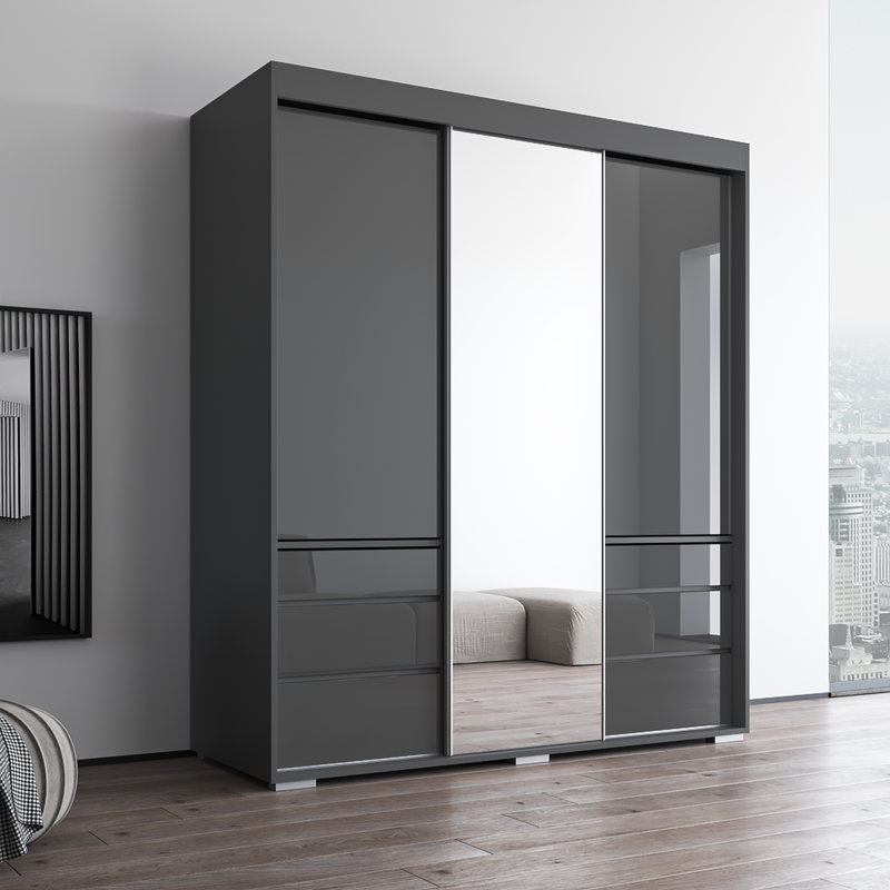 Monaco 3D Wardrobe with Mirror - Meble Furniture