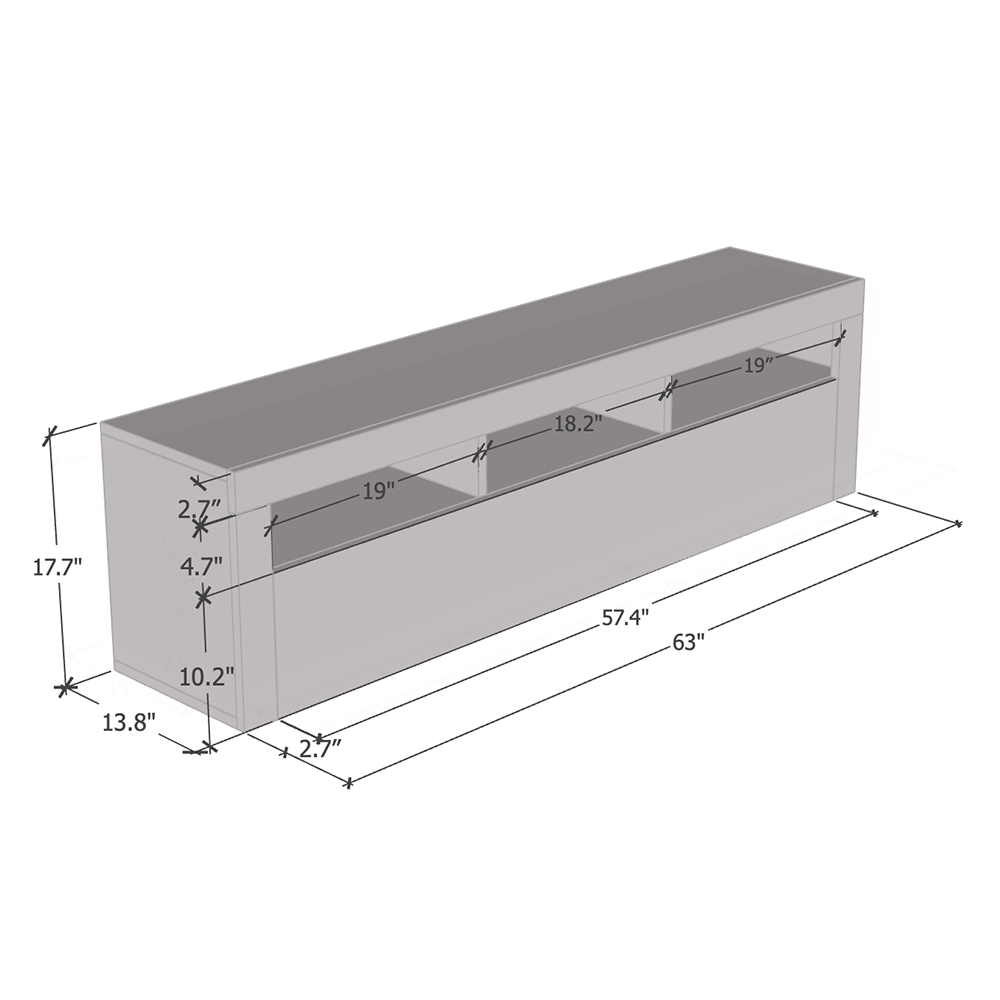 Milano Classic Wall Mounted Floating 63" TV Stand - Meble Furniture