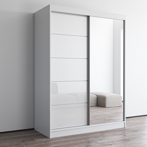 Meble Furniture Aria 2D Wardrobe with Mirror White 47